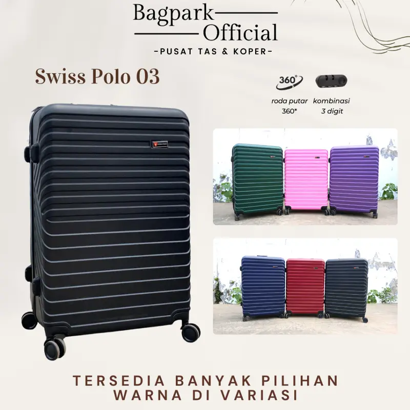 BAGPARK Koper Fiber Swiss Polo 28 Inch / Koper Jumbo / Motif Polos Garis /  Bagasi SIze / Koper Import / Koper Murah / Koper Mudik Jumbo / Koper Polo Fiber Jumbo 2