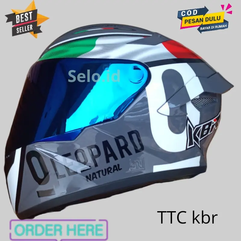 Helm TT COURSE  leopard full face paket ganteng spoiler ttc BISA COD 8