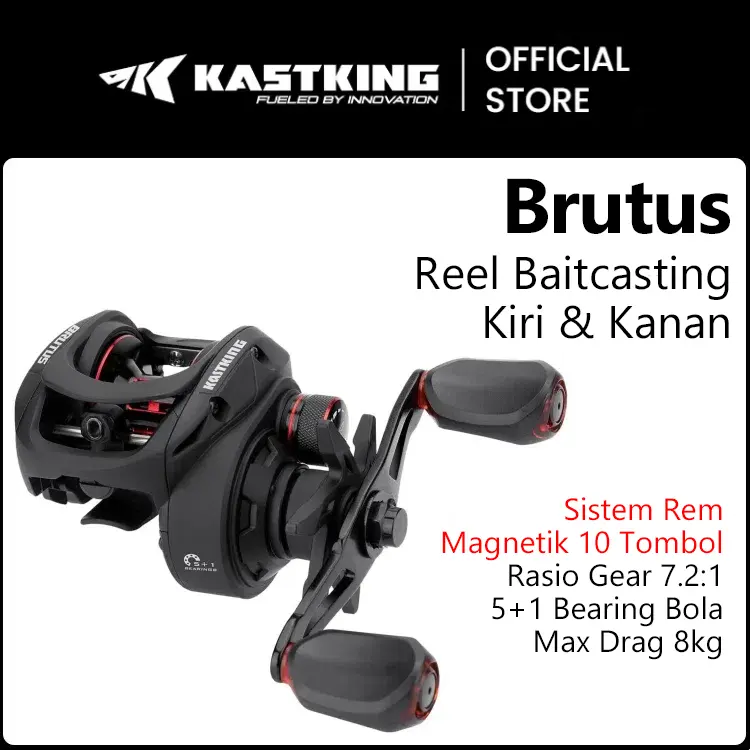 [OFFICIAL] KASTKING BRUTUS Reel BC Reel Pancing, Saltwater Reel Baitcasting 7.2:1 Gear Ratio, 5+1 Ball Bearings Stainless Steel, Sistem Magnetik 10 Tomb