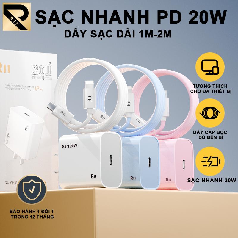 RII Bộ Củ Cáp Sạc Nhanh 20W An Toàn Ổn Định Bảo Vệ Thiết Bị Không Nóng Máy Có Chống Nổ Tương Thích Đa Chất Liệu Nylon Dệt