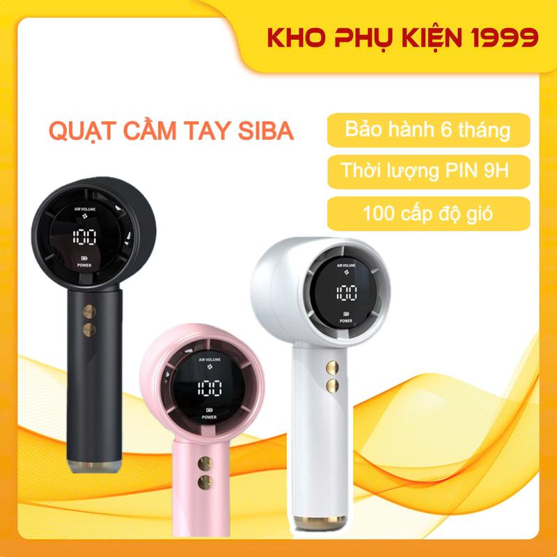 Quạt Cầm Tay Mini Turpo Sạc Pin, 100 Cấp Độ Gió Dung Lượng Pin 5000mAh Màn Hình Led Hiển Thị, Bảo Hành 6 Tháng