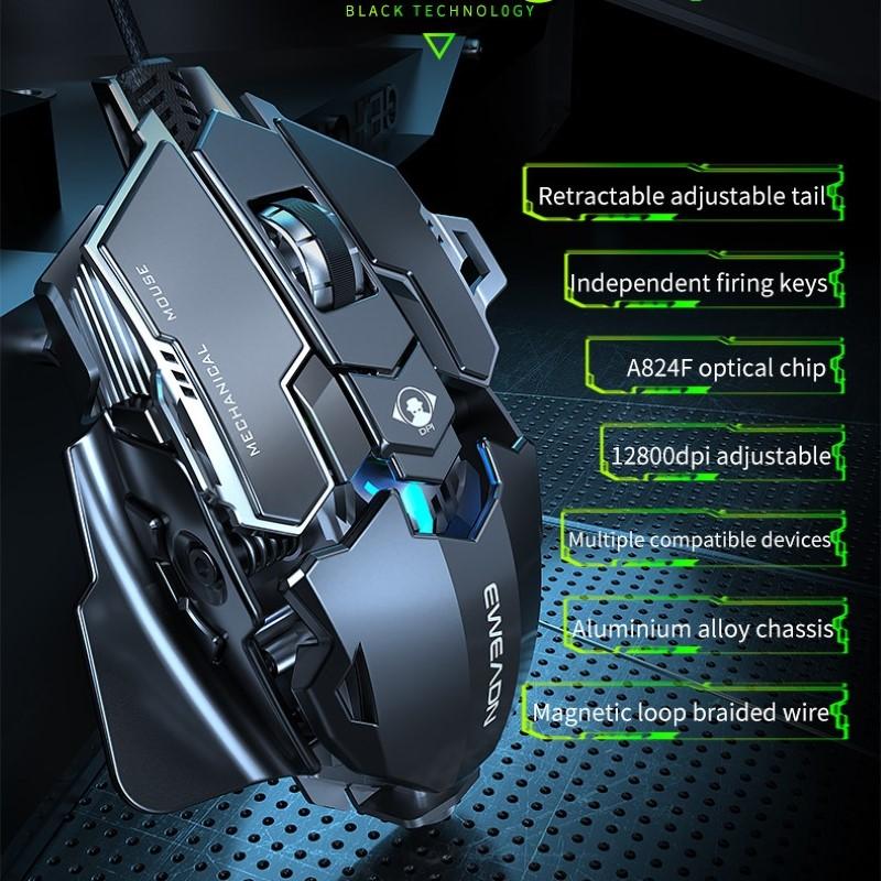 Chuột Cơ Gaming MK500 RGB 12800DPI – Chuột Chơi Game E-Sport Có Dây USB, 9 Nút Macro, Chip Game Cao Cấp