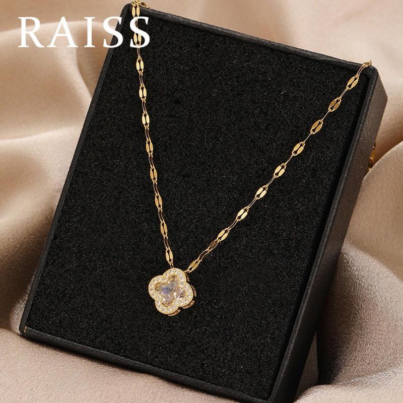 Product Introduction of Kalung Semanggi Empat Daun, Bertatah Warna Emas, Kalung Keluli Tahan Karat Titanium, Untuk Wanita, Tidak Luntur 23