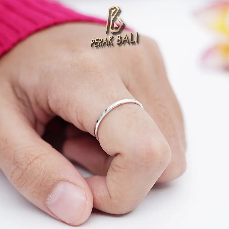 Cincin Simple Perak 925 Asli Cincin Wanita Minimalist Kotak Plain 7