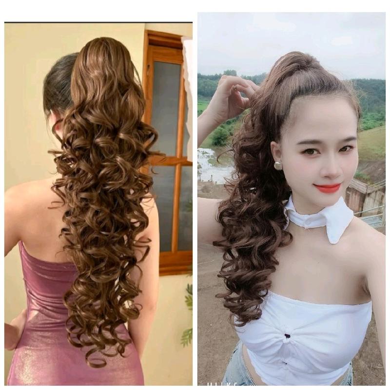  Tóc giả ngoặm đui ngựa mẫu xoăn loạn Châu Mỹ N82 dài 65cm 