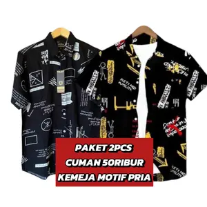 PAKET 2PCS CUMAN 50RIBU KEMEJA PRIA MOTIF LENGAN PENDEK Cowok  Casual Surfing Katun Distro Kain Nyaman Tebal Hem Santai Baju Atasan