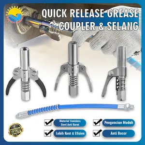 Gemuk Grease Gun Coupler Alat Aplikasi Minyak Gemuk Grease Gun Coupler Grease Coupler Kepala Grease Gun Pegangan Ganda Kepala Semprotan Minyak Gemuk Lewat Mesin