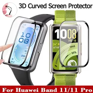 Pelindung Layar Lengkung 3D untuk Huawei Band 11, Film Pelindung Lembut untuk Huawei Band 11 Pro Watch HD, Film Pelindung Cakupan Penuh