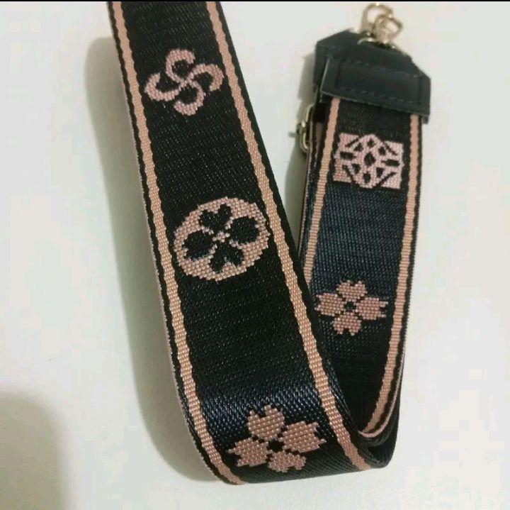 JS - tali tas selempang wanita motif bunga acc gold panjang 120 cm lebar 4 cm multifungsi