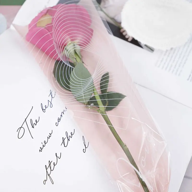 MGM 50 Lembar Plastik Bunga Mawar 1 tangkai Wrapping Plastik untuk Mini Buket Rose SF09 2