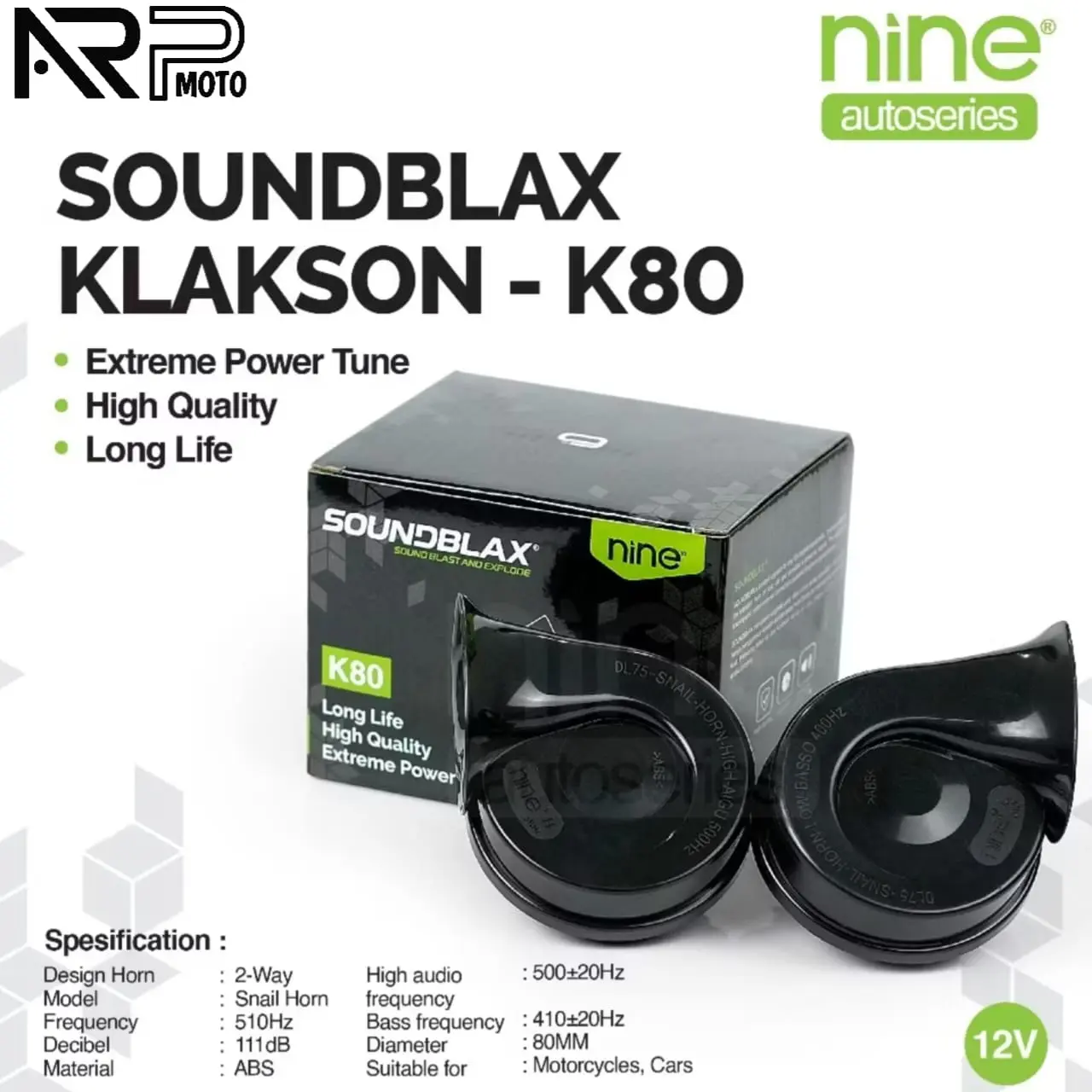 KLAKSON KEONG WATERPROFF MOBIL & MOTOR 12V ORIGINAL SOUNDBLAX LUMINOS K80 111db GARANSI