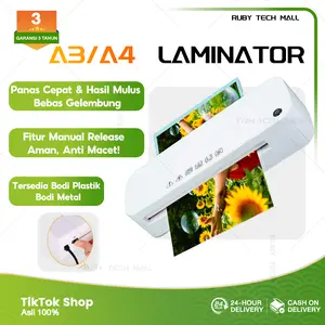 Mesin Laminating A4 A3 Laminator Kertas Dokumen F4 Anti Macet Panas Cepat (Tipe Standar & Heavy Duty Metal) Untuk Kantor Fotocopy