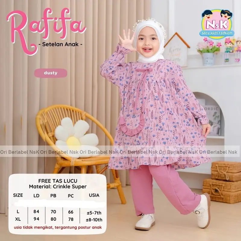 [Zillakids] FREE TAS•SETELAN ANAK PEREMPUAN SIZE M-XL USIA 3-10 th BAHAN CRINKLE PREMIUM BY NSK 1
