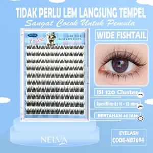 Korean Look Bulu Mata TANPA LEM - Bulu Mata NELVA  Berperekat LANGSUNG TEMPEL  Eyelash Mega Volume Look Bulu mata palsu pemula bebas lem, tidak perlu menggunakan lem, bulu mata palsu dapat digunakan kembali