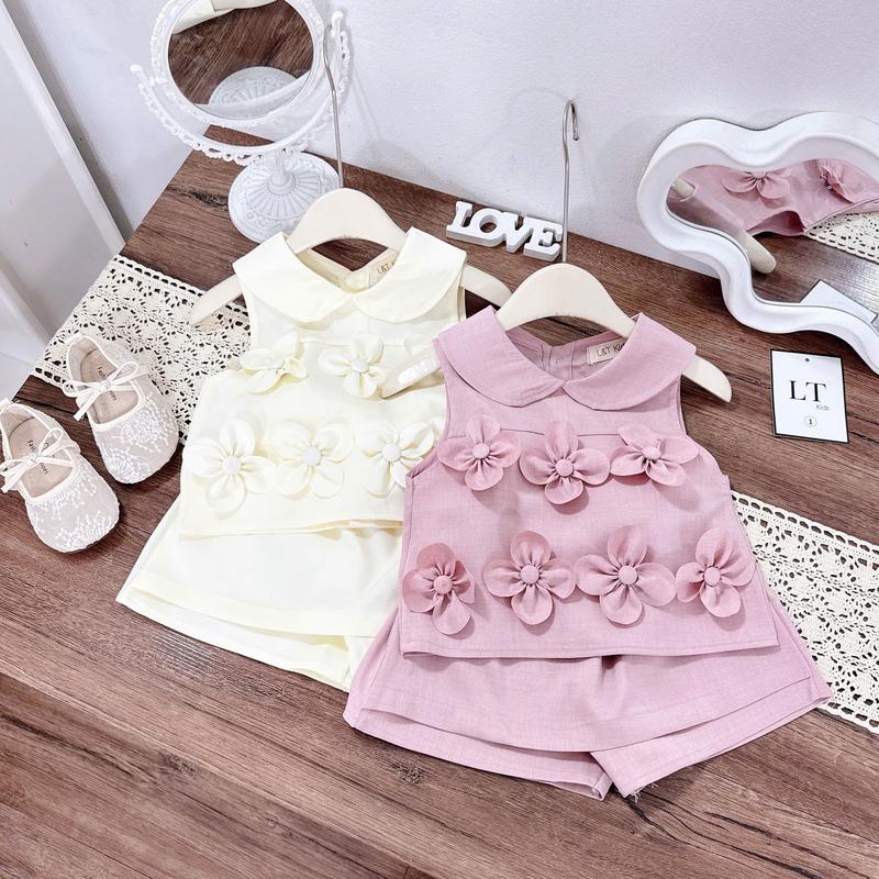[MeoKids] E1 - Set Bộ Áo Hoa Xinh Phối Quần Giả Váy Dễ Thương