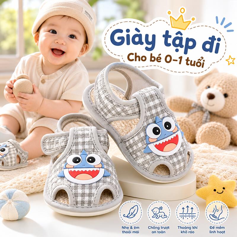 Giày trẻ em đế mềm cho bé sơ sinh, giày tập đi cho bé 1 tuổi, phù hợp cho cả bé…