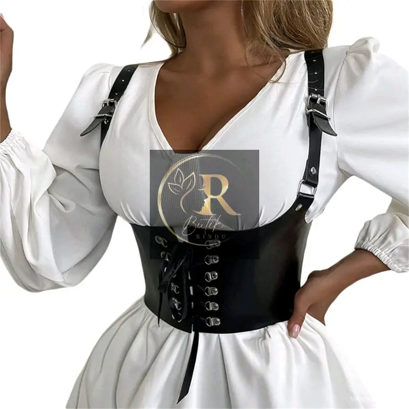 BUTIK RINDU (ZEZE) BodyBelt harness ikat pinggang Accessories Fashion show pentas Halloween item party carnaval karnaval gesper sabuk strap belt punk gothic metal rock korean Idol kpop body belt 0