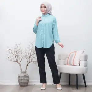 NF] Elegan Blouse Atasan Wanita Kemeja Bahan Rayon Twill Ukuran M-XL Nyaman Simple Flowy Baju