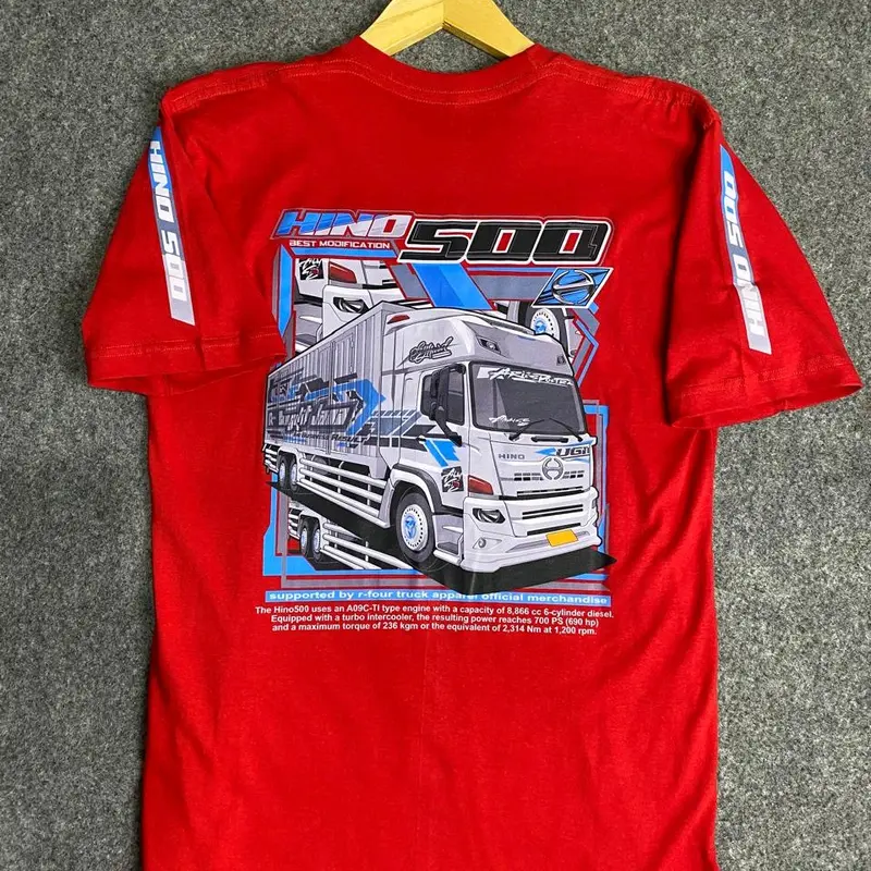 kaos truk hino 500 rfr 69 baju driver truk hino 500 Distro Pendek Lembut Panjang Pria Keren Sablon Soft Katun Hitam Standar Polos Oblong Nyaman Combed Lokal Anime Motor T-Shirt 5