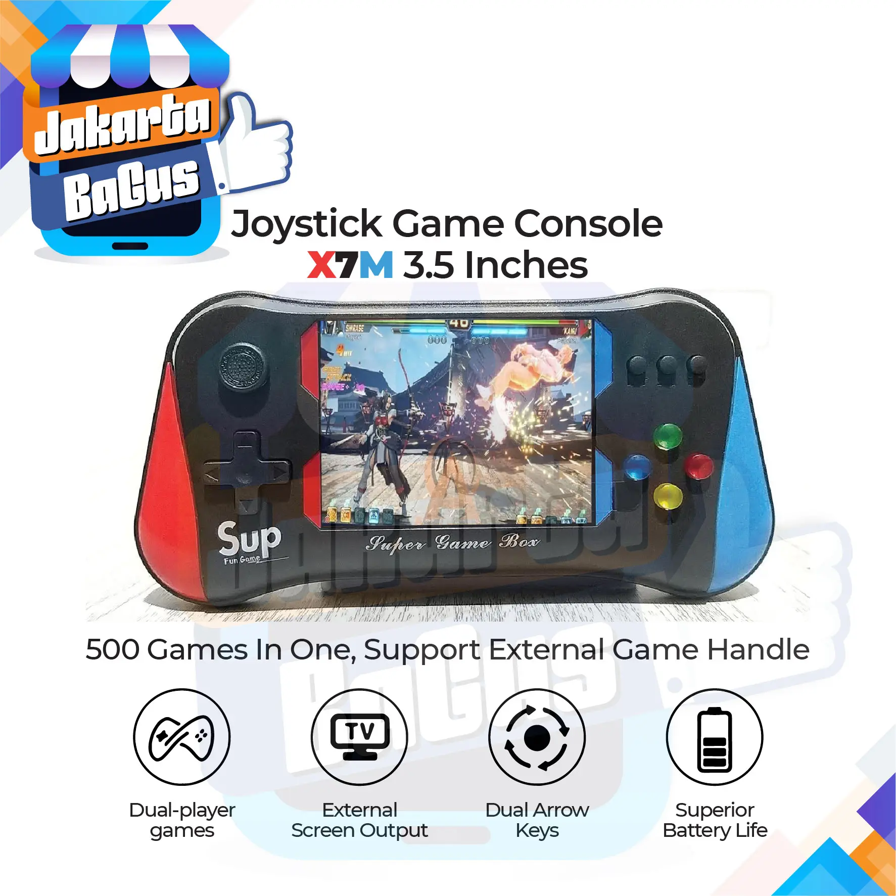 Gameboy X7M isi 500 game in 1 Gamebox Portable Console Game, Hadir dengan Connect TV dan BERGARANSI RESMI - JakartaBagus
