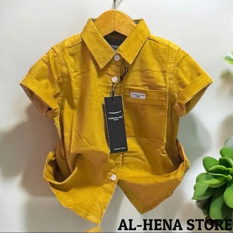 Kemeja Anak Laki-laki 6 Bulan-12 Tahun Polos Warna Kuning Mustard Lengan Pendek Premium Quality Terbaru Brand Libas Original — Fashion Anak laki-laki Branded 0