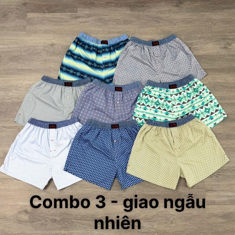 Combo 3 quần ngủ nam H33 KHÔNG TÚI Kate mềm thoáng mát mặc nhà, đi biển Menswear Quần Boxer