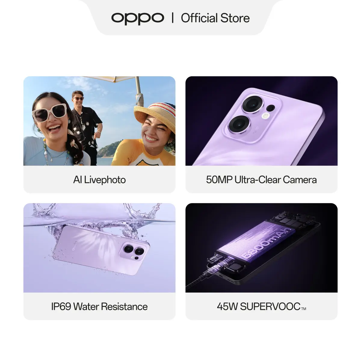 OPPO Reno13 F 5G 8GB/256GB & 12GB/256GB Smartphone [AI Livephoto, IP69 Water Resistance, 45W SUPERVOOC]