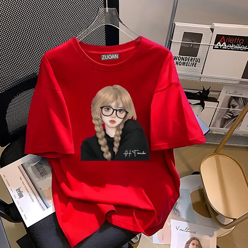 A0564   Mẫu thiết kế mới năm 2026, áo thun ngắn tay nữ in họa tiết chất lượng cao, làm từ vải cotton nguyên chất, mềm mại và thân thiện với da, phong cách Hàn Quốc, đa năng và thời trang, sản phẩm bán chạy nhất. | BigBuy360 - bigbuy360.vn