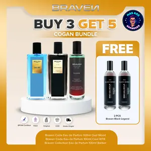 【COGAN】Cowok Ganteng Bundle | Braven Eau De Parfum 100ML - Beli 3 Dapat 5 - Cool WTR - Barber - Oud Wood - Free Parfum 2PCS | Parfum Pria Tahan Lama