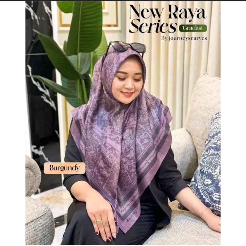 Hijab Segiempat Voal Premium dengan  Motif Gradasi Siap Pakai - Nyaman, Seragam Kerudung Muslim Casual Square 1