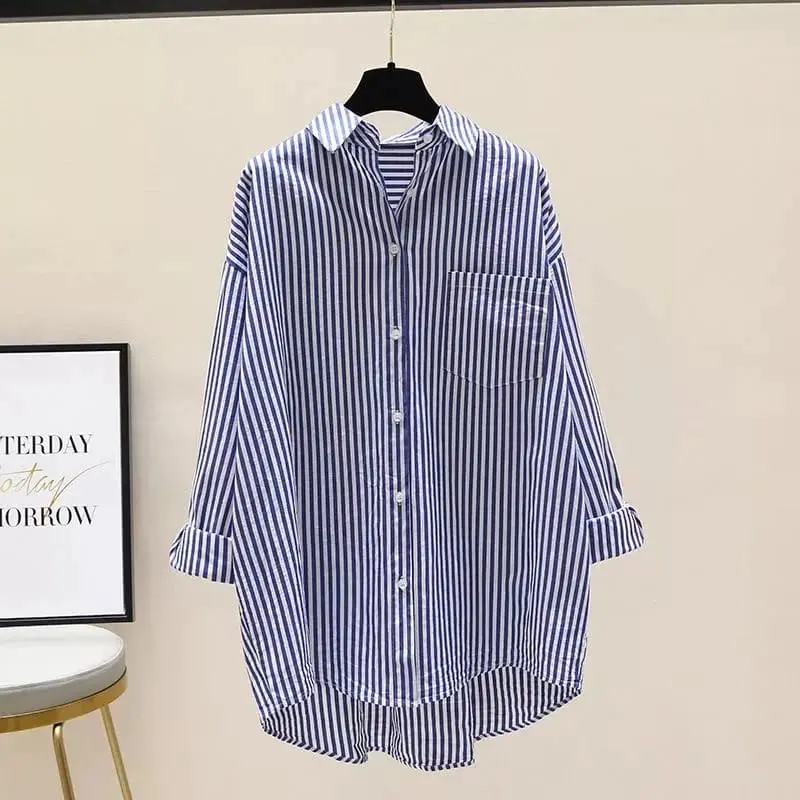 Briana kemeja salur Giovinca | atasan wanita trand masakini | fashion wanita viral kekinian | murah | bisa cod blouse ruffle