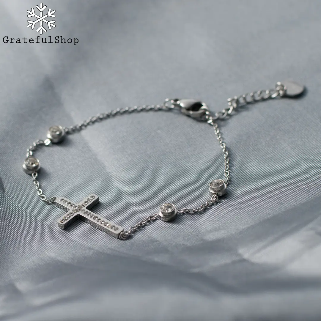 Gelang Salib Tabitha Rosegold / Silver (stainless STEEL ANTI KARAT) stainless bracelets jewellery bracelet