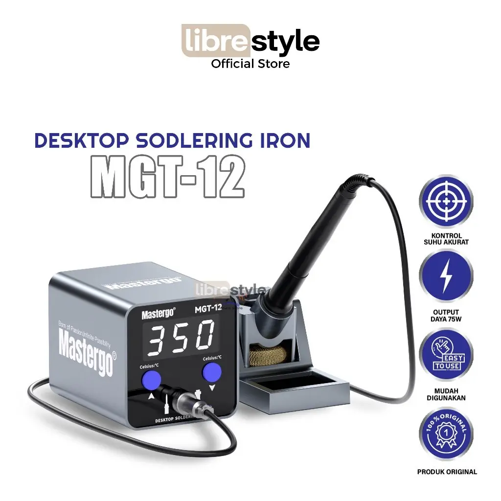 MASTERGO MGT12 DESKTOP SOLDERING IRON STASIUN SOLDER T12 DIGITAL 75W PANAS CEPAT - SOLDER T12 PROFESIONAL MASTERGO MGT12 TEMPERATUR KONTROL AKURAT KALIBRASI PCB