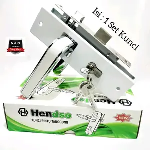 Hendzo Kunci pintu Rumah Putih Kotak Gagang pintu rumah Hitam 1set Kunci Besar 25cm dan 20cm / Handle pintu rumah