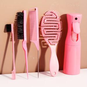 Set Profesional para el Cuidado del Cabello, Incluye Botella de Spray, Peine Masajeador para el Cuero Cabelludo, Cepillo para Controlar el Borde, Peine de Cola de Rata, Suaviza Todos los Tipos de Cabello