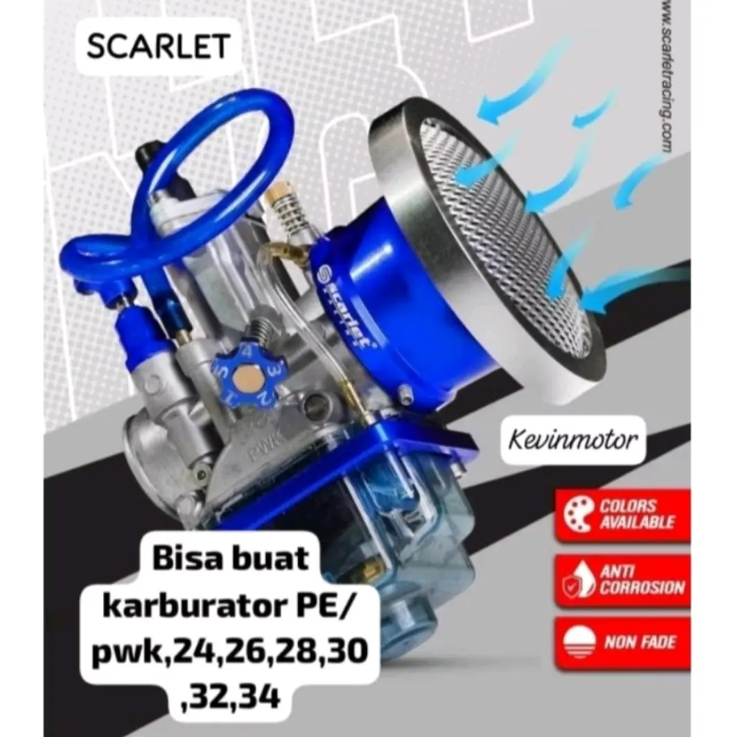 harga 1bpisc,,,TUTUP FILTER KARBURATOR UNIVERSAL CNC PE/PWK 24,26,28,30,32,34 ORIGINAL SCARLET