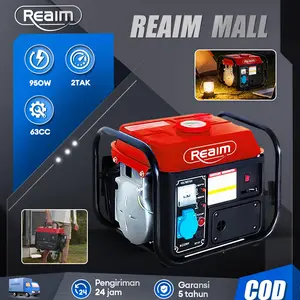 REAIM Genset Bensin 650 Watt Generator Bensin Portable Mesin Genset Mini Untuk Rumah Tangga Darurat Mati Lampu Camping Outdoor Usaha Kecil Hemat Bahan Bakar Stabil Tahan Lama Garansi 5 Tahun