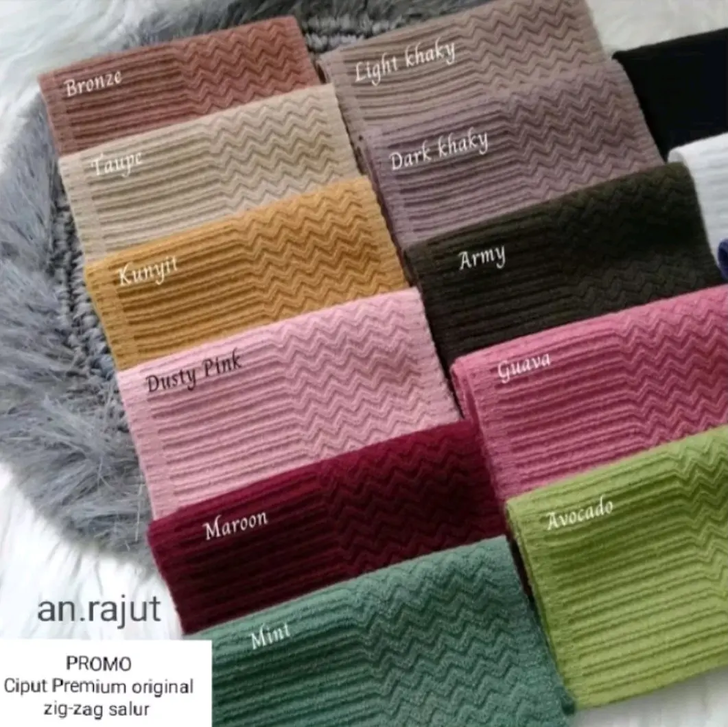 Ciput rajut bandana premium zig-zag salur