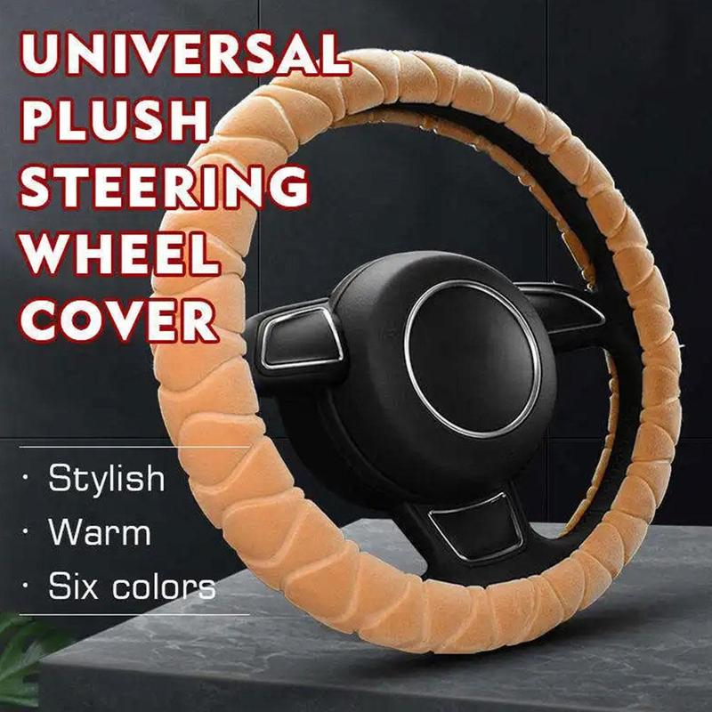 Product Introduction of 7 Colors Short Plush Car Steering Wheel Cover Universal Winter Warm Elastic Band Grip Protective Cover 27