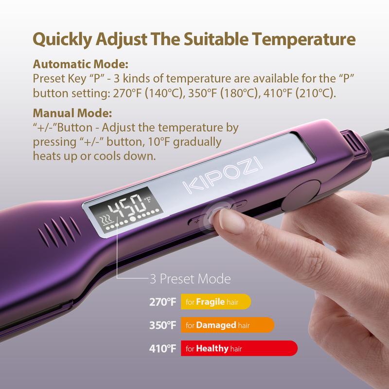 KIPOZI Professional Hair Straighteners Display Fast Heat Styler Flat Iron Curler 2