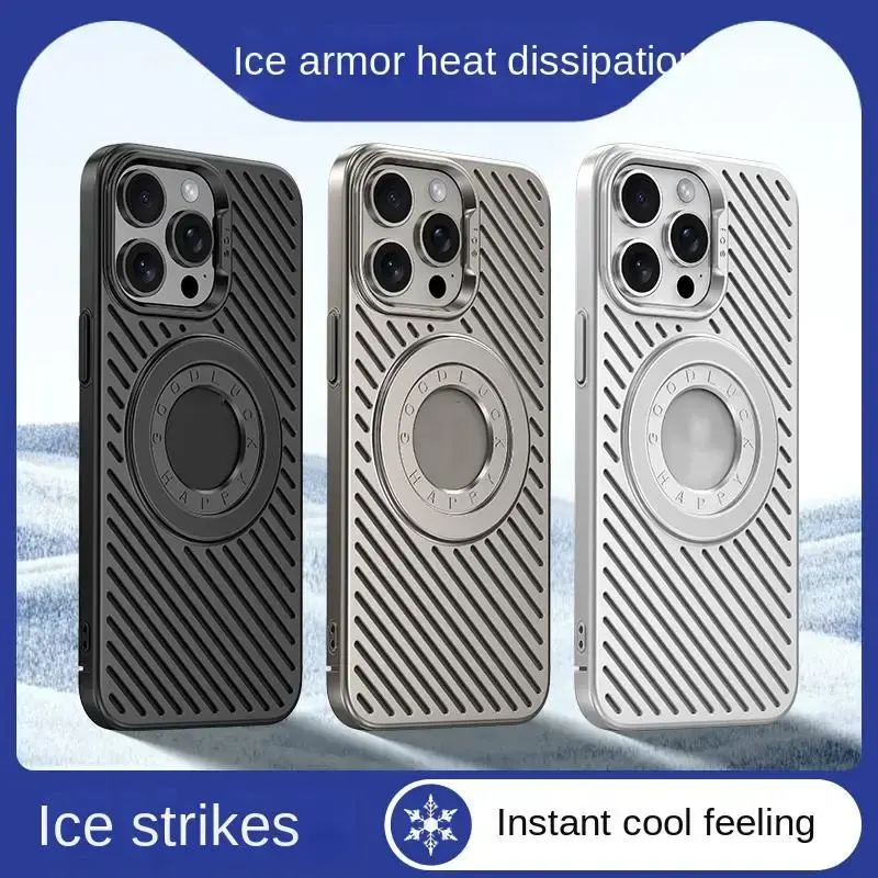 Cooling Heat Dissipation Magsafe Magnetic Phone Casing For iPhone 16 14 15 13 12  Pro Max  Breathable Grid Hard Back Cover Protective Protection Shell Accessories Protector Cellphone