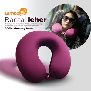 LEMBOOT Bantal Leher Memory Foam | Bantal Leher U-Shape Nyaman untuk Traveling & Mobil