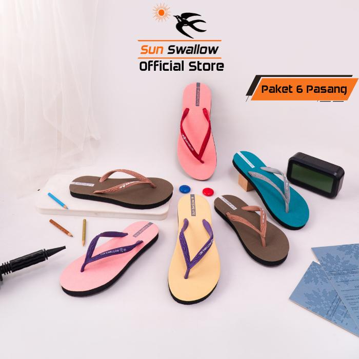 Gambar Sun Swallow Paket 6 Pasang Sandal Jepit Karet Wanita 06 Ladies Series dari Sun Swallow Sandals Kota Administrasi Jakarta Utara Tokopedia