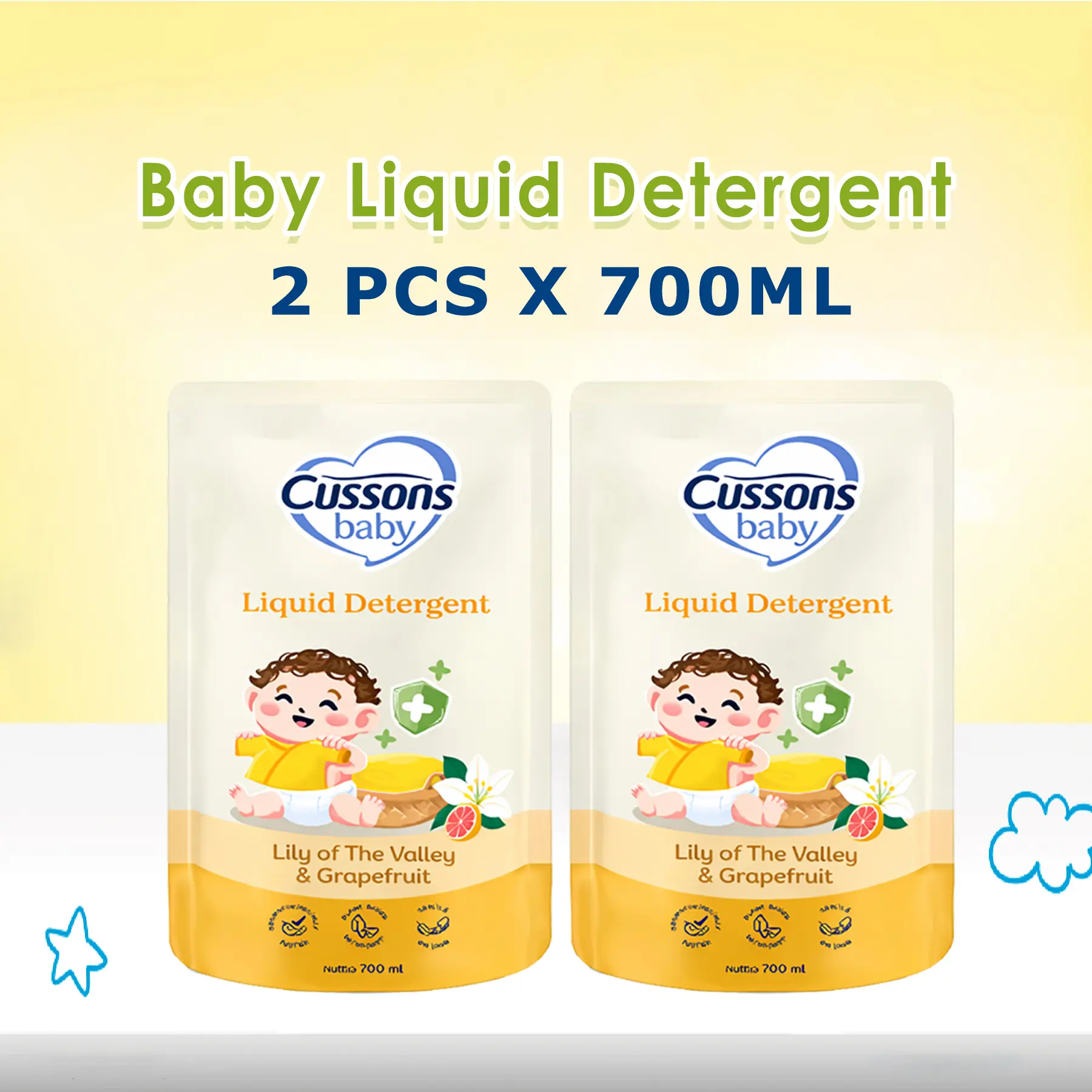 Cussons Baby Liquid Detergent Antibacterial - Cussons Deterjen Bayi 2x 700ml