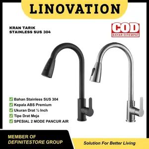 Kran Cuci Piring Keran Sink Tarik Kran Flexible Keran Air Wastafel Keran Angsa Dapur Set Stainless Steel SUS 304 Doff Black Gold Hitam