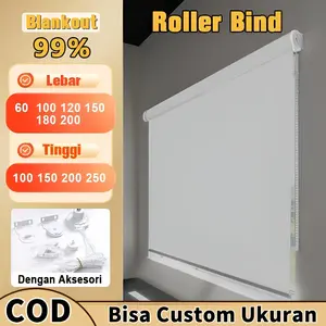 Roller Blind Jendela Blackout Total Tirai Gulung Bisa Custom Ukuran Gorden Jendela Tahan Air Dan Mudah Dibersihkan