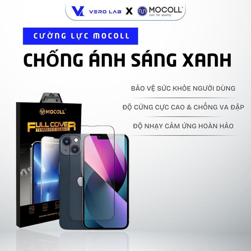 Cường Lực MOCOLL Chống Ánh Sáng Xanh Iphone 14 Series - Black