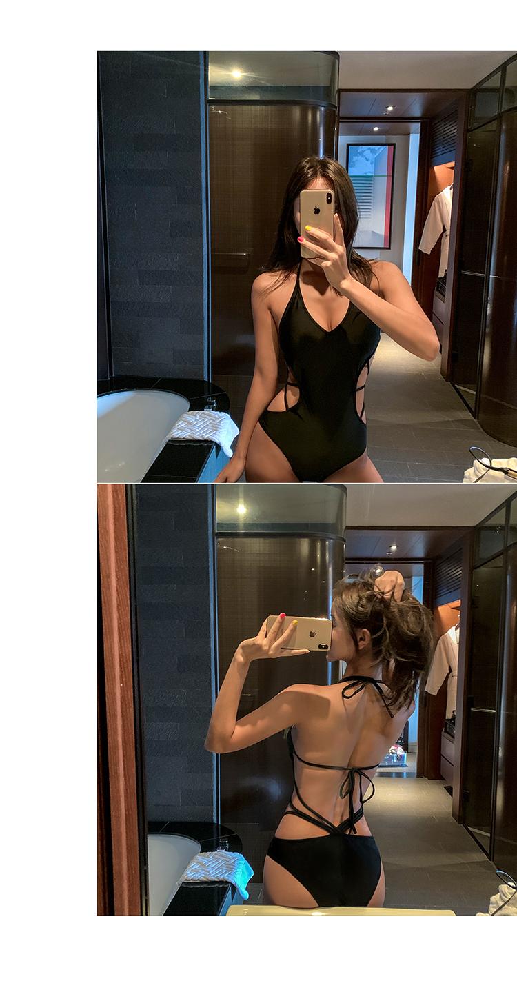 Product Introduction of Women's One Piece Swimsuit Neck Double Straps Crisscross Back Tie Bathing Suit 3