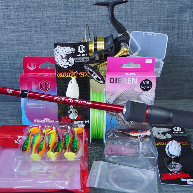 [LK HÒA] COMBO CHUYÊN LURE HỌC SINH, COMBO ĐẦY ĐỦ BỘ CÂU LURE CẦN HỌC SINH VÀ MÁY RS