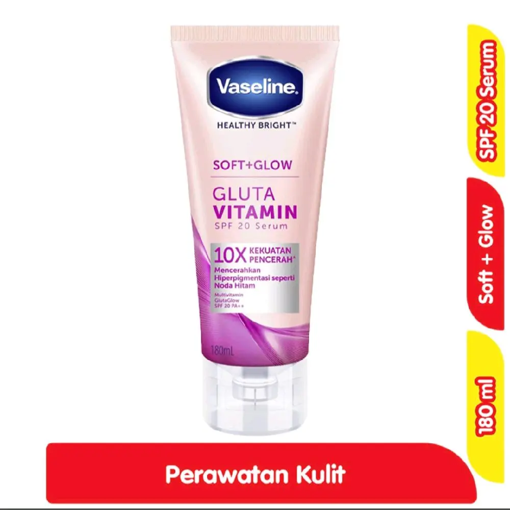 VASELINE HEALTHY BRIGHT BODY SERUM SOFT & GLOW GLUTA VITAMIN SPF 20 Kemasan 180g